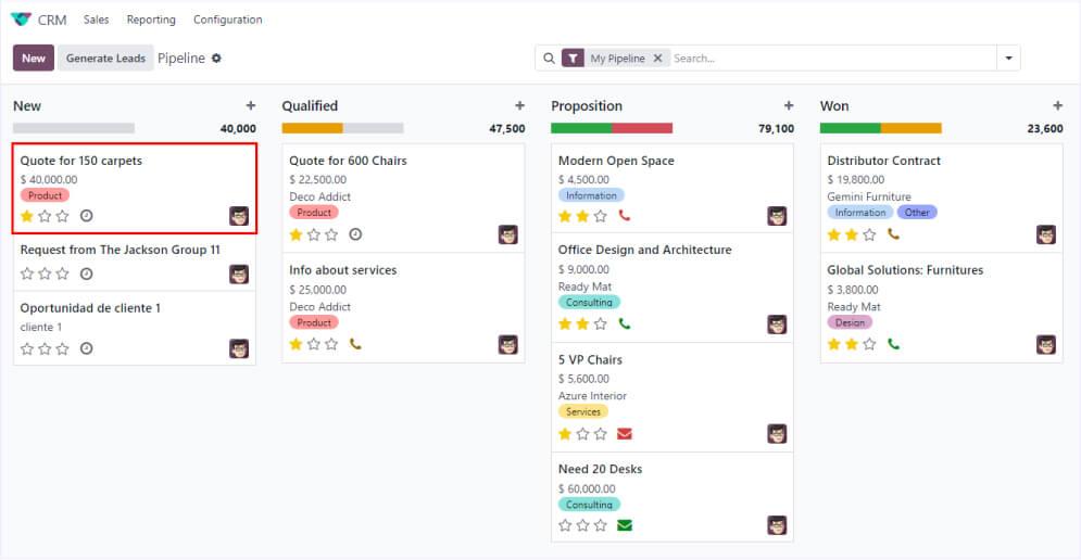 Step 1: Open your Odoo CRM and choose the lead you want to mark as lost.